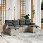 Loungeset 6-delig poly rattan lichtgrijs