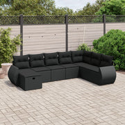 Loungeset 8-delig poly rattan zwart