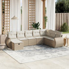 8-Delige Loungeset Met Kussens Poly Rattan Beige