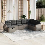 Loungeset 8-delig poly rattan grijs