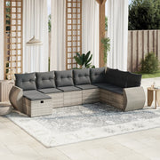 Loungeset 8-delig poly rattan lichtgrijs