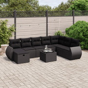 Loungeset 9-delig poly rattan zwart