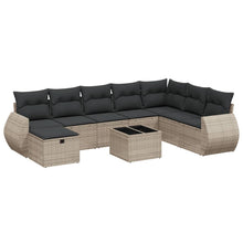 9-Delige Loungeset Met Kussens Poly Rattan Grijs