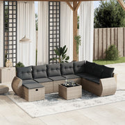 Loungeset 9-delig poly rattan grijs