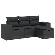 4-Delige Loungeset Met Kussens Poly Rattan Zwart