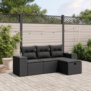 Loungeset 4-delig poly rattan zwart