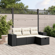 Loungeset 4-delig poly rattan zwart