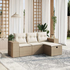 4-Delige Loungeset Met Kussens Poly Rattan Beige