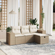 Loungeset 4-delig poly rattan beige