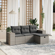 Loungeset 4-delig poly rattan grijs