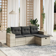 Loungeset 4-delig poly rattan lichtgrijs