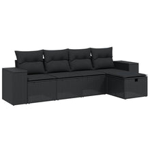 5-Delige Loungeset Met Kussens Poly Rattan Zwart