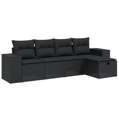 5-Delige Loungeset Met Kussens Poly Rattan Zwart