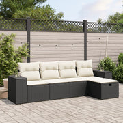 Loungeset 5-delig poly rattan zwart