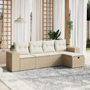 Loungeset 5-delig poly rattan beige