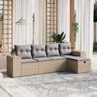 Loungeset 5-delig poly rattan gemengd beige