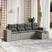 Loungeset 5-delig poly rattan grijs