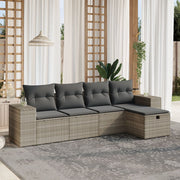Loungeset 5-delig polyrattan lichtgrijs