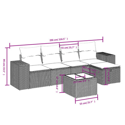 6-Delige Loungeset Met Kussens Poly Rattan Zwart