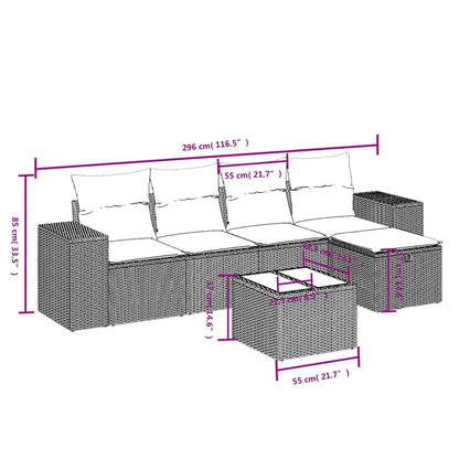 6-Delige Loungeset Met Kussens Poly Rattan Zwart