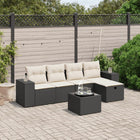 6-piece Lounge Set with cushions poly rattan black