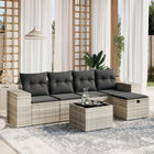 Loungeset 6-delig poly rattan lichtgrijs