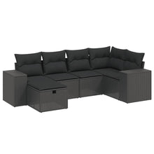 6-Delige Loungeset Met Kussens Poly Rattan Zwart