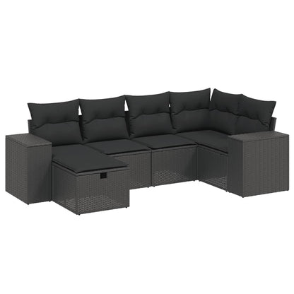 6-Delige Loungeset Met Kussens Poly Rattan Zwart