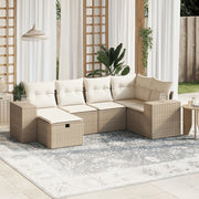Loungeset 6-delig poly rattan beige