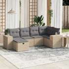 Loungeset 6-delig poly rattan gemengd beige