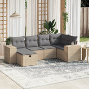 Loungeset 6-delig poly rattan gemengd beige