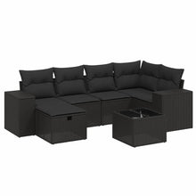7-Delige Loungeset Met Kussens Poly Rattan Zwart