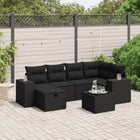 7-Delige Loungeset Met Kussens Poly Rattan Zwart