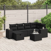 Loungeset 7-delig poly rattan zwart