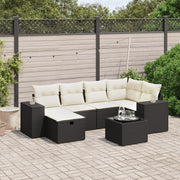 Loungeset 7-delig poly rattan zwart