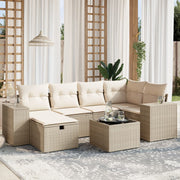 Loungeset 7-delig poly rattan beige