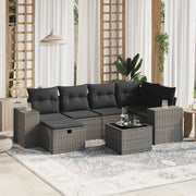 Loungeset 7-delig poly rattan lichtgrijs