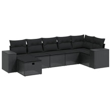 7-Delige Loungeset Met Kussens Poly Rattan Zwart