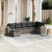 Loungeset 7-delig poly rattan grijs