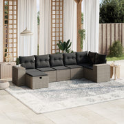 Loungeset 7-delig poly rattan lichtgrijs