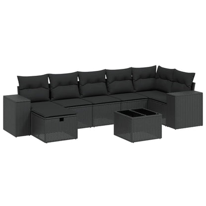 8-Delige Loungeset Met Kussens Poly Rattan Zwart