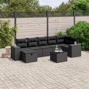 Loungeset 8-delig poly rattan zwart