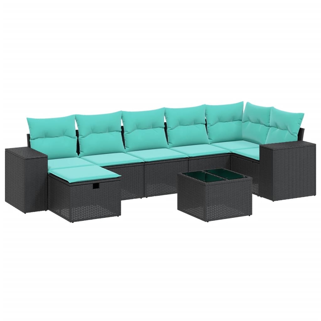 8-Delige Loungeset Met Kussens Poly Rattan Zwart