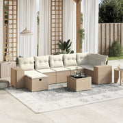 Loungeset 8-delig poly rattan beige