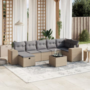 Loungeset 8-delig poly rattan gemengd beige