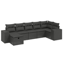 7-Delige Loungeset Met Kussens Poly Rattan Zwart