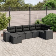 Loungeset 7-delig poly rattan zwart