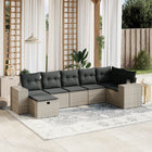 7-Delige Loungeset Met Kussens Poly Rattan Grijs