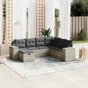 Loungeset 7-delig poly rattan lichtgrijs