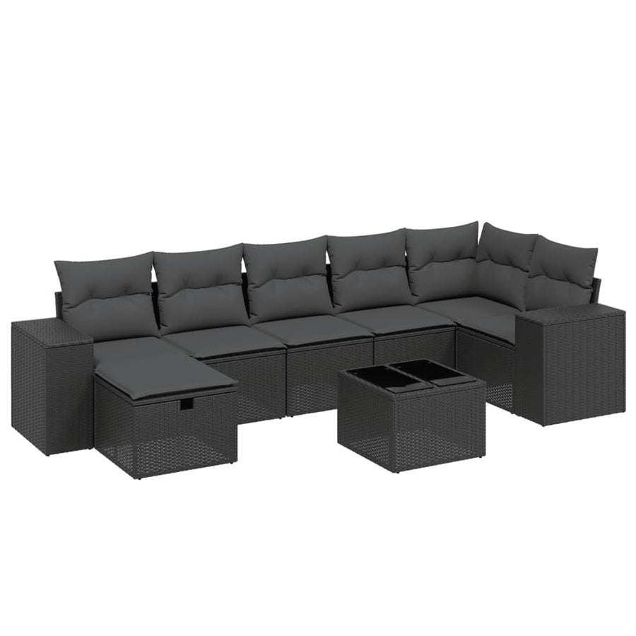8-Delige Loungeset Met Kussens Poly Rattan Zwart